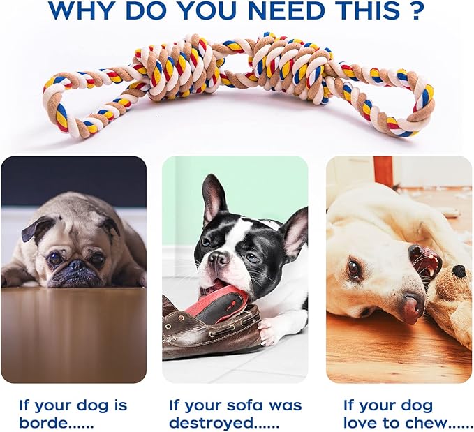 Aggressive Chew Rope Toys for Medium Large Dogs, Tooth Cleaning Chew Toys