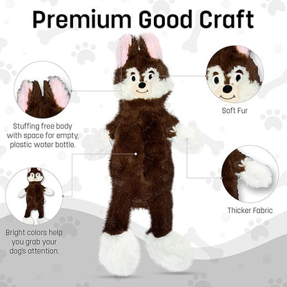 FGA MARKETPLACE Fox Flat NO Stuffing NO Squeak Plush Dog Toy, Funny Style Will Entertain Your Pet for Hours, Recommended for Small and Medium Dog 21 INCH Long