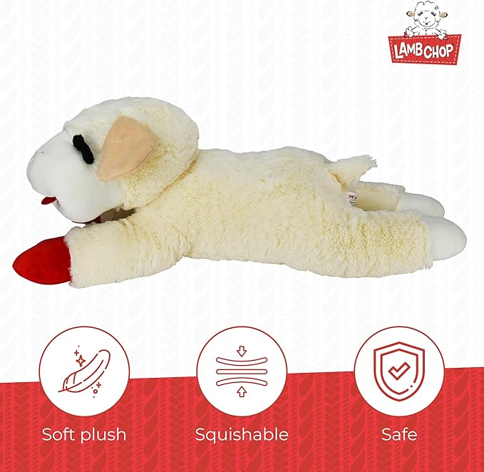 Multipet Lamb Chop Dog Plush Toy - Squeaky Toy for All Dogs - Extra Soft Plush - Stuffed Animal for Cuddling & Playing - Jumbo (24", Cream)