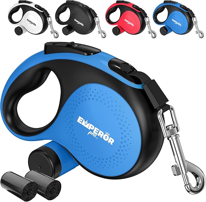 Emperor Pets 16 ft Retractable Dog Leash Blue - Heavy Duty Retractable Pet Leash with Anti-Slip Grip for Medium to Large Dogs up to 110 lbs -Aura BL16