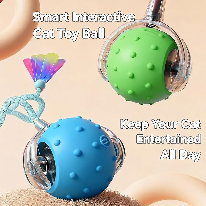 Interactive Cat Toys for Indoor Cats with 3 Tails,Automatic Moving Kitten Toys,Cat Toys for Bored Indoor Adult Cats,Smart Rechargeable Cat Enrichment Toys for Cats to Keep Them Busy, Cat Balls