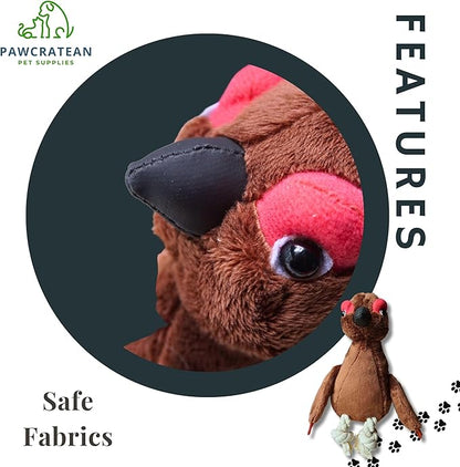 7" Squeaky Plush Toy for Puppies Small Dogs Self Etertainment Washable Soft Made [PET ONLY] (Brown Turkey)