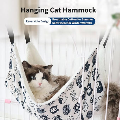 2-Pack Reversible Cat Hammock for Cage - Adjustable Soft Hanging Pet Bed for Cats, Ferrets, Puppies, Rabbits & Small Animals