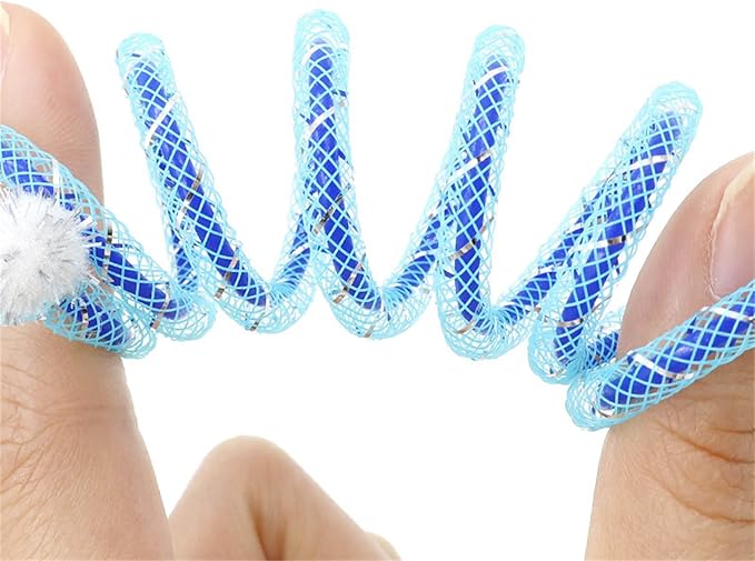 2Pcs Colorful Coils Spring with Plush Ball Cats Chew Toy for Indoor and Outdoor Play Stimulating Curiosity and