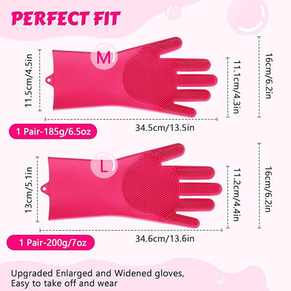 Pecute Pet Grooming Gloves Large, Heat Resistant Dog Washing Gloves with High-Density Teeth, Silicone Cat Dog Bathing Gloves with Enhanced Five Finger Design, for Washing Bathing Massaging