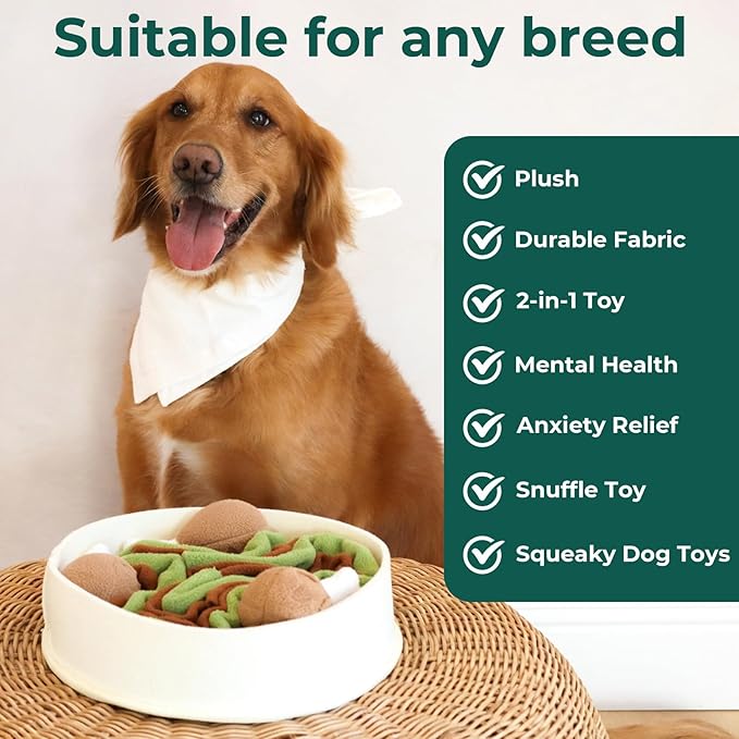 Dog Enrichment Toys Interactive Dog Treat Puzzle, Squeaky Dog Toys, Machine Washable Puzzle Hide Treats for Slow Feeder, Made of Recycled Materials, All Breed Sizes