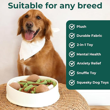 Dog Enrichment Toys Interactive Dog Treat Puzzle, Squeaky Dog Toys, Machine Washable Puzzle Hide Treats for Slow Feeder, Made of Recycled Materials, All Breed Sizes