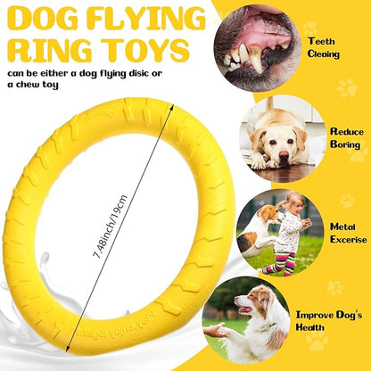 Jenaai 4 Pack Dog Ring Toy Dog Training Chew Toy for Outdoor Aggressive Durable Pet Chewers Fetch Floating Toys Flying Disc Puppy Ring for Large Medium Puppy Training(Colorful,7.48 Inch)