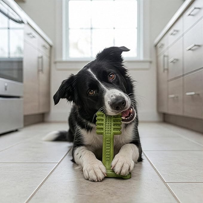 SPOT Bam-Bones Plus Toothbrush Dog Chew Toy, Durable Bamboo Fiber & Nylon Dental Chew, Fresh Mint & Baking Soda for Dental Care, Easy-to-Grip T-Bone Shape, for Heavy Chewers Under 60 lbs, 6 Inch