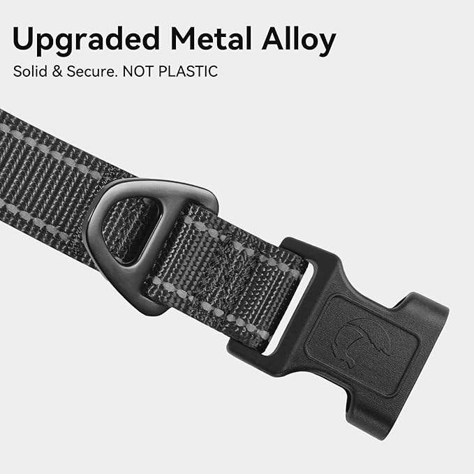Joytale Reflective Dog Collar,Soft Neoprene Padded Breathable Nylon Pet Collar Adjustable for Puppy and Small Dogs,Black,XS
