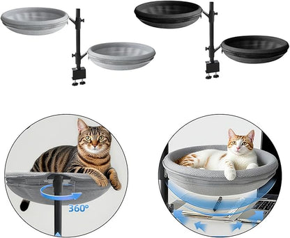 Desk Hammock for Cat with Height Adjustable Lounging Bed Perch Breathable Cloth Resting Bed Hammock