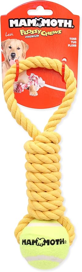 Mammoth Pet Products Flossy Chews Twister Toy with Tennis Ball, Medium 15''