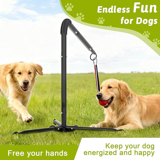 Outdoor Tug of War Dog Toy, Tether Interactive Dog Tug Toy Backyard Heavy-Duty Dog Solo Play Exercise Toy for Small Medium Dogs (Upgraded)