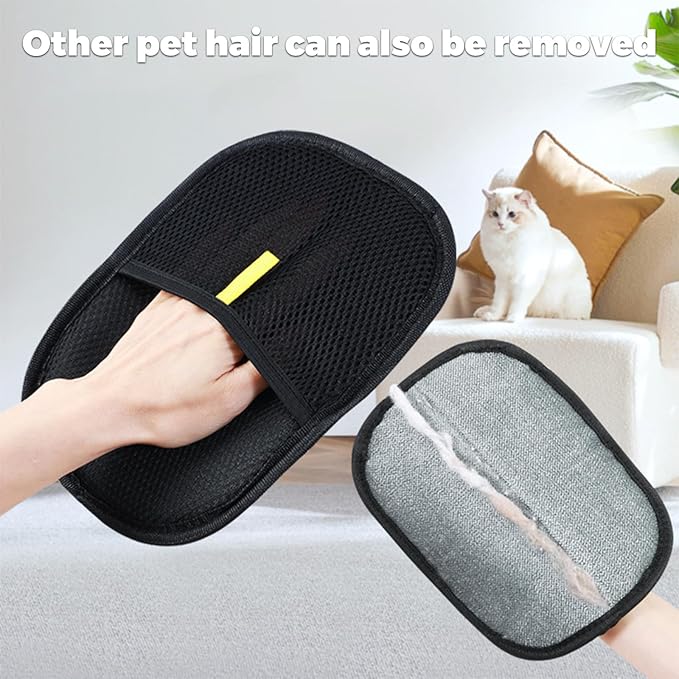 4pcs Pet Hair Remover Glove, Pet Hair Removal Tool, 2025 Electrostatic Pet Hair Removal Gloves for Dogs and Cats,for Pet Hair, for Couch, Clothes, Car, Carpet, Bed, Furniture(Black and dark