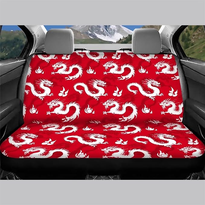 AFPANQZ Dragon Print Car Rear Seat Cover Non-Slip Stretch Universal Fit, Baby Dog Pets Work Back Seat Cover for Car Truck Van SUV Back Seats Cushion Protective Against Dirt & Pet Fur