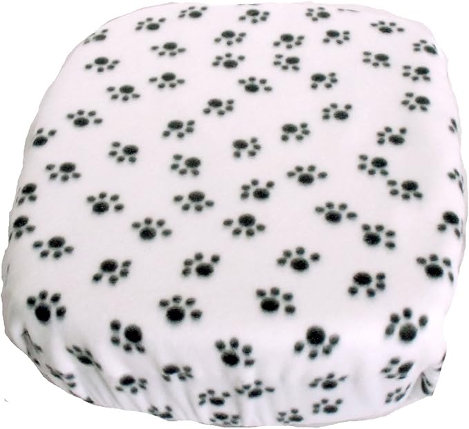 FidoRido Dog Car Seat Cover Machine Washable Replacement Fleece Cover, Comfortable & Durable, for Cars & SUVs, Seat Protector, Vacation and Travel Essential, White with Black Paw Prints
