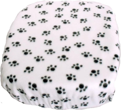 FidoRido Dog Car Seat Cover Machine Washable Replacement Fleece Cover, Comfortable & Durable, for Cars & SUVs, Seat Protector, Vacation and Travel Essential, White with Black Paw Prints