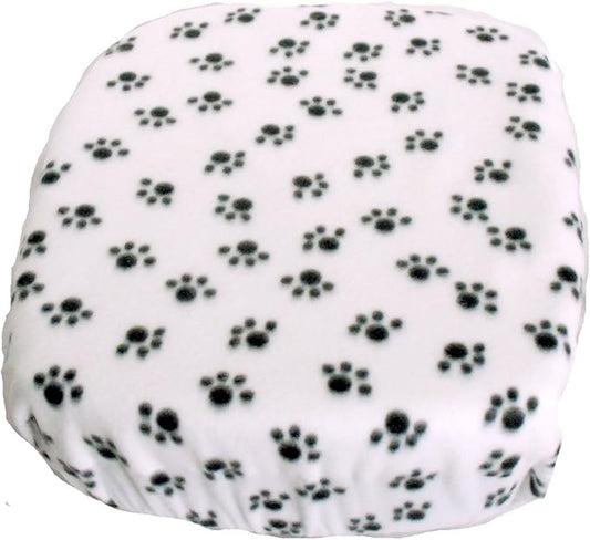 FidoRido Dog Car Seat Cover Machine Washable Replacement Fleece Cover, Comfortable & Durable, for Cars & SUVs, Seat Protector, Vacation and Travel Essential, White with Black Paw Prints