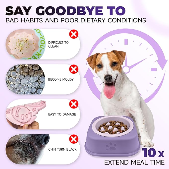 Slow Feeder Dog Bowls Ceramic Puppy Feeding Bowl for Small Dogs Cat Slow Feeder Bowl Protecting Cat and Dog Whiskers Preventing Choking with 2-in-1 Multifunctional Training Whistle