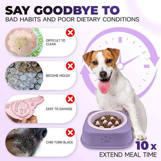 Slow Feeder Dog Bowls Ceramic Puppy Feeding Bowl for Small Dogs Cat Slow Feeder Bowl Protecting Cat and Dog Whiskers Preventing Choking with 2-in-1 Multifunctional Training Whistle