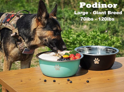 Large Dog Water Bowl 2 Pack, 1.3 Gallons 170oz Stainless Steel Extra Large Dog Food Bowl for Big Giant Dogs, White