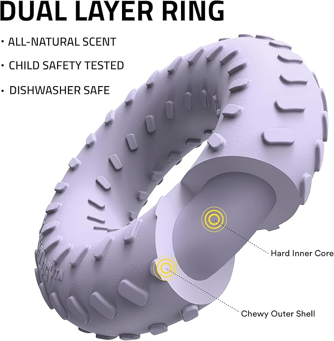 Playology Dog Toys | Dual Layer Ring Durable Chew Toy for Aggressive Chewers | Jumbo Lamb Scented Toy - Easy to Clean and Made from Non Toxic Materials