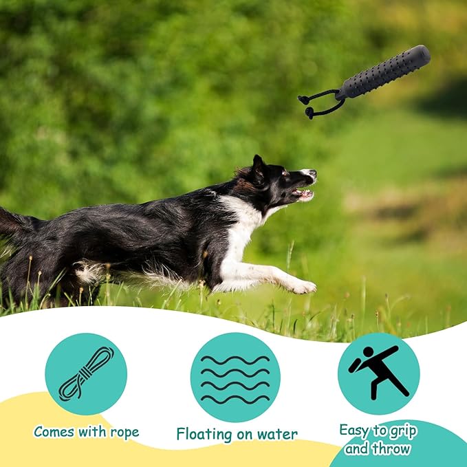 6 Pcs Dog Bumper Toy for Water Retrieving Plastic Puppy Training Dummy Dog Float Toy Lightweight for Float on The Water Pool Outdoor Training Hunting Fetching (Black,White)