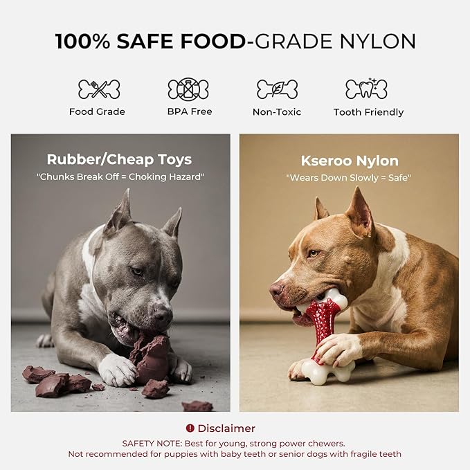 6-Pack Dog Toys for Aggressive Chewers, Indestructible 8" Tough Nylon Bone, Teething & Boredom Relief Chew for Large Dogs, Beef Flavor