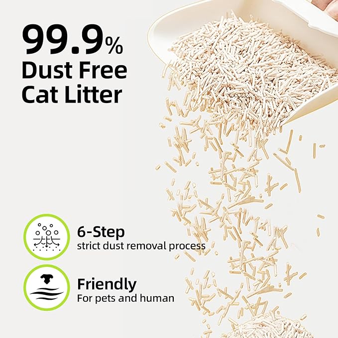 Tofu Cat Litter Strong Clumping Litter 99.9% Dust Free and Flushable Cat Litter, Natural Sustainable Ingredients Odor Control, Low Tracking