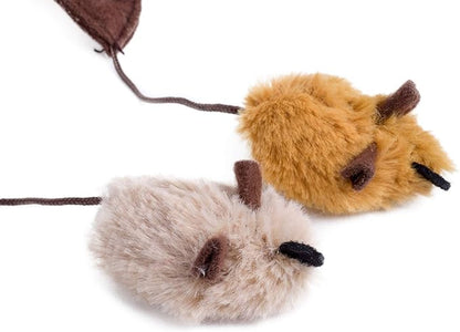 Petface Feather Tail Mice Cat Toy, Pack of 2
