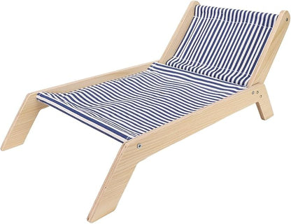 Cat Hammock Cat Bed Prevent Shaking Wooden Frame Swing Chair Kitten Raised Bed with Scratcher for All Seasons (Beach Lounge Chair)