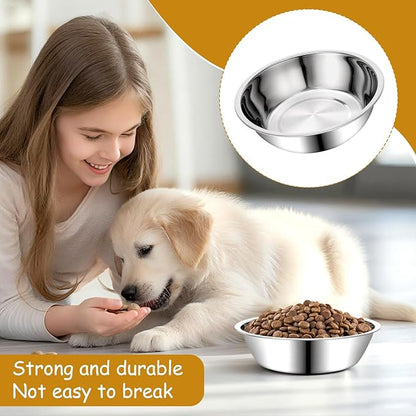 6 Pack Stainless Steel Metal Dog and Cat Bowls, 15 oz Metal Pet Food and Water Bowl 7" Diameter Durable Basic Pet Bowls Lightweight Pets Replacement Bowl for Small Medium Large Dogs, Dishwasher Safe