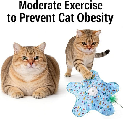 Interactive Cat Toys Rechargeable,Moving Concealed Feathers,Real Mouse Squeaky,Touch Activated Cat Kitten Toy Exercise Toys for Indoor Bored Adult Cats