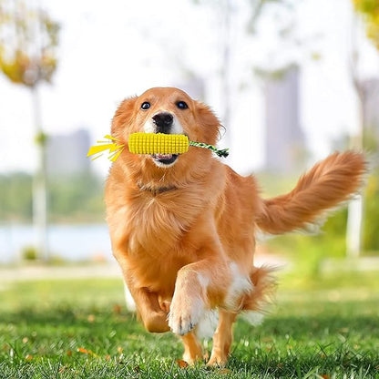 Chew Toys for Aggressive Chewers - Toothbrush Squeaky Interactive Corn Stick Toy for Small Medium Dogs - Teeth Cleaning