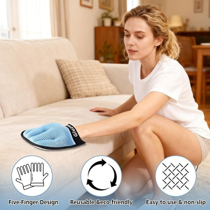 Pet Hair Removal Glove,Upgraded Five-Finger Electrostatic Pet Hair Removal Gloves,Cat and Dog Hair Removal Device,Cat Beauty Gloves,Suitable for Sofa&Furniture&Clothing Magic Brush (2PCS)