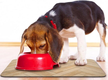 Dog Food Mats,Cat Absorbent Water Bowl Feeding Mats Pet Placemats for Food and Water Brown Wood Grain 17 * 30 inch