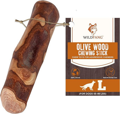 Wildfang® Olive Wood Chewing Sticks for Dogs, Large - Tough Chew Toys for Aggressive Chewers, Puppy Chew Toys for Teething, Training for Chewing Muscles, Olive Wood Stick for Dog (Over 55lbs)