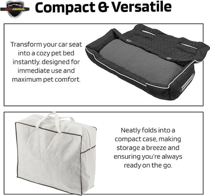 Black, Large Pet Bed Cushion & Car Seat Cover, 52x20x7
