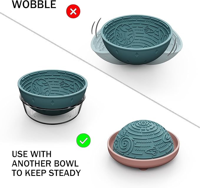 OHMO Slow Feeder Bowl Lick Mat for Dogs(Light Blue, 6.3") Interactive Soft Silicone w/Wobbly & Stable Galaxy Design, Reduces Pet Boredom Anxiety, Easy Clean