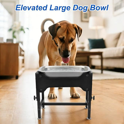 YUEPET 1.25 Gallon Elevated Dog Water Bowl for Medium Large Dogs Stainless Steel Dog Bowl with 4 Heights Adjustable Metal Anti-Slip Stand Pet Bowl for Joint Pressure Relief Indoor Outdoor Use