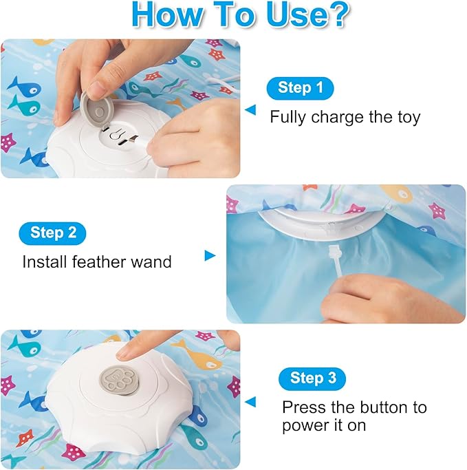 Interactive Cat Toys for Indoor Cats, Automatic Hide and Seek Motion-Activated Cat Toy with Moving Feather & Animal Chirps, USB Rechargeable Electric Cat Enrichment Toy for Bored Adult Cats & Kittens