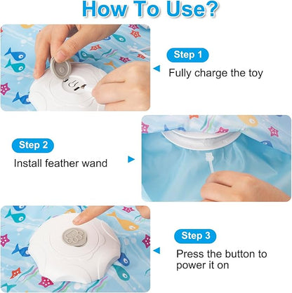 Interactive Cat Toys for Indoor Cats, Automatic Hide and Seek Motion-Activated Cat Toy with Moving Feather & Animal Chirps, USB Rechargeable Electric Cat Enrichment Toy for Bored Adult Cats & Kittens