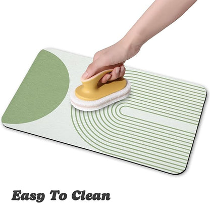 Dog Food Mats,Cat Absorbent Water Bowl Feeding Mats Pet Placemats for Food and Water Green Bohemia 24 * 32 inch
