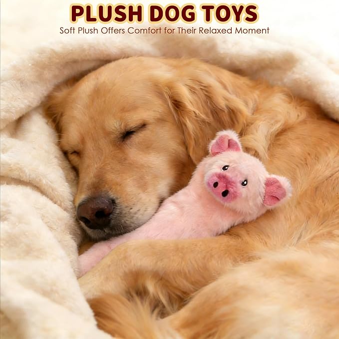 No Stuffing Dog Squeak Toys, 3 Pack Crinkle Dog Toys Plush, Squeaky Puppy Teething Toy for Small Medium Breed & Keep Them Busy