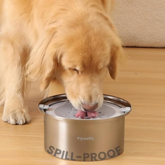 PawsPik Spill Proof Stainless Steel Dog Water Bowl – 4L Slow Drinking Pet Bowl with Floating Tray, Non-Tip, BPA-Free, Dishwasher Safe – for Large Dogs & Multi-Pet Homes