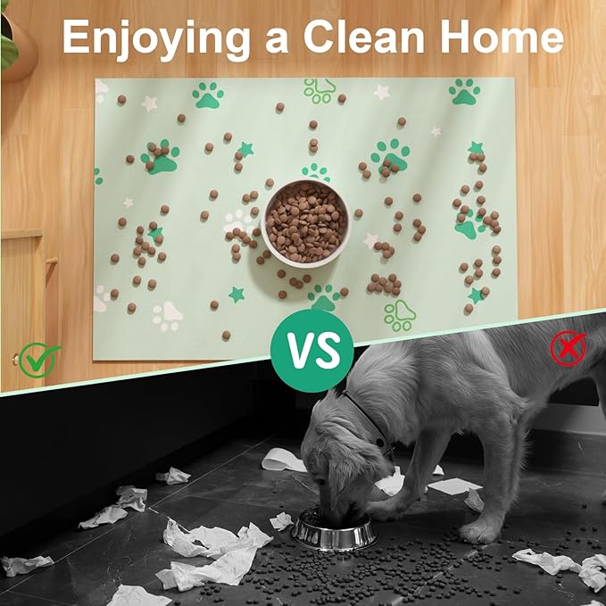 Pet Feeding Mats 16"x24"- Absorbent Dog Mat for Food and Water, Large Pet Food Mat, Rubber Mat for Dog Bowls, Pet Food Mats for Floor, Mat for Cat Food and Water Bowls