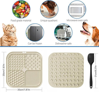 Licking Mat for Dogs & Cats with Suction Cups, 1 Pack Square Dog Slow Feeder Lick Pat for Anxiety Relief and Boredom, Dog Toys to Keep Them Busy, Pets Grooming Training Bathing Mat