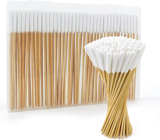 100PCS Professional Dog Ear Swabs in Storage Box, 6 Inch Long Cotton Swabs with Bamboo Handle for Dogs - Soft Cotton, Gentle and Lint-Free, Specially Designed Large Cotton Swabs for Dog Ear