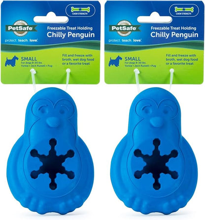 PetSafe Freezable Treat Holding Chilly Penguin - Durable,Vanilla-Scented,Rubber,Freezable Interactive Pet Puzzle for Boredom or Separation Anxiety - for Small Dogs,(Pack of 2)