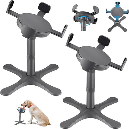 Dog Bowls,Elevated Adjustable Dog Bowl Stand with 3 Heights & Tilted Feeding Design, Raised Stand Compatible with Medium & Large Breeds(2 Pack) Grey